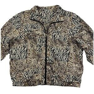 Koret Sport Women’s Medium Animal Print Zip Jacket Leopard Zebra Bomber